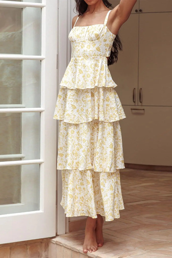 Floral Ruffled Flowy Midi Dress