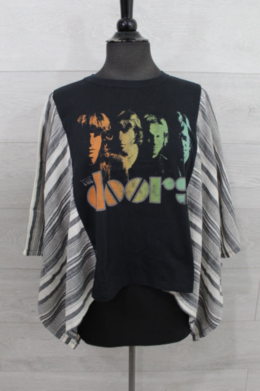 The Doors Psychedelic Style Print Bat Sleeve T-shirt (back Pocket)