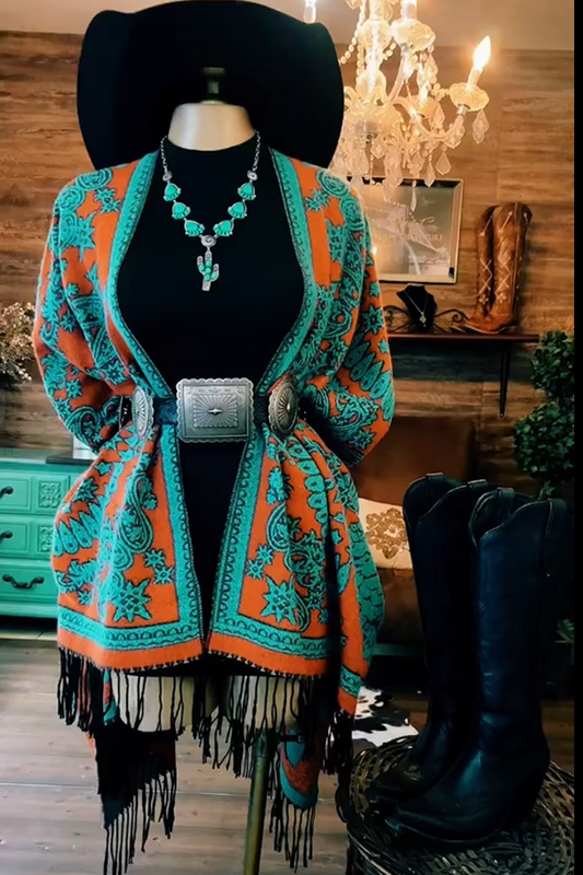 Retro Style Paisley Pattern Tassel Two Wear Ethnic Style Warm And Cold Resistant Shawl