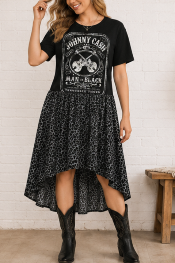 "Johnny Cash" Black Upcycled Dress
