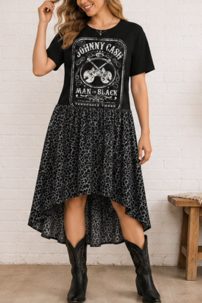 "Johnny Cash" Black Upcycled Dress