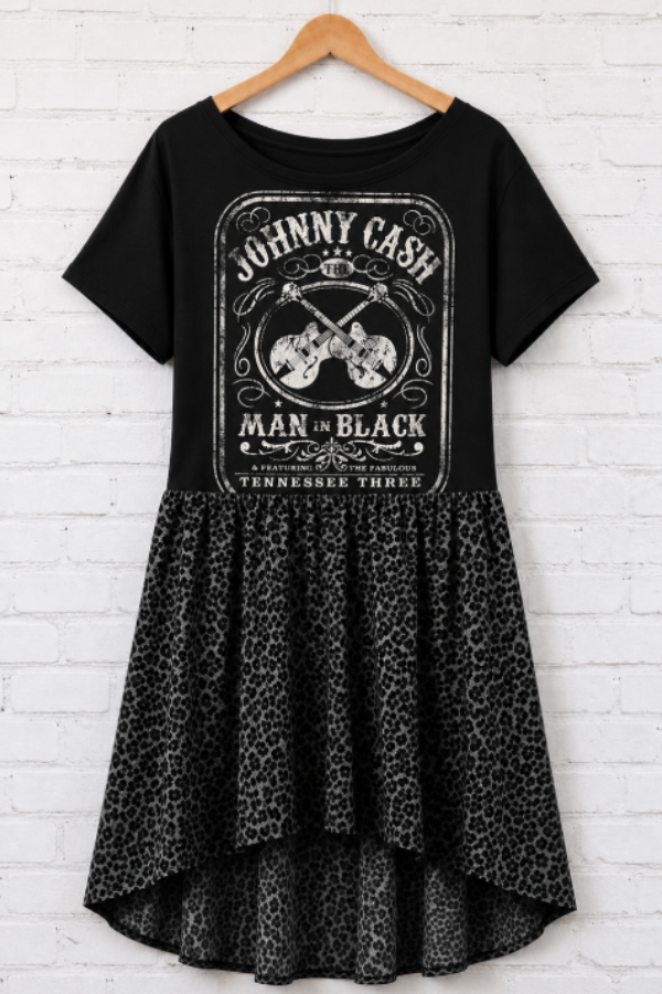 "Johnny Cash" Black Upcycled Dress