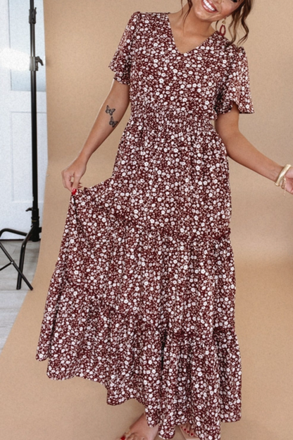 Many Moments Floral Maxi Dress, Wine