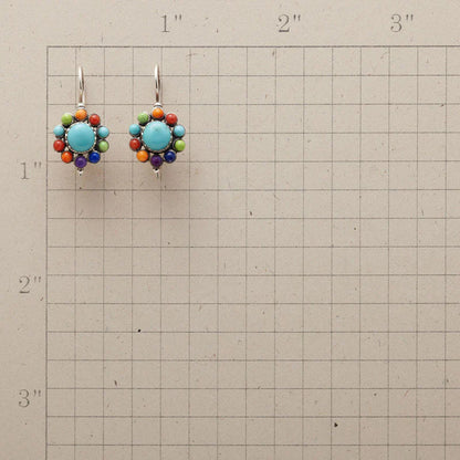 Boucles d'oreilles rondes turquoise multicolores 