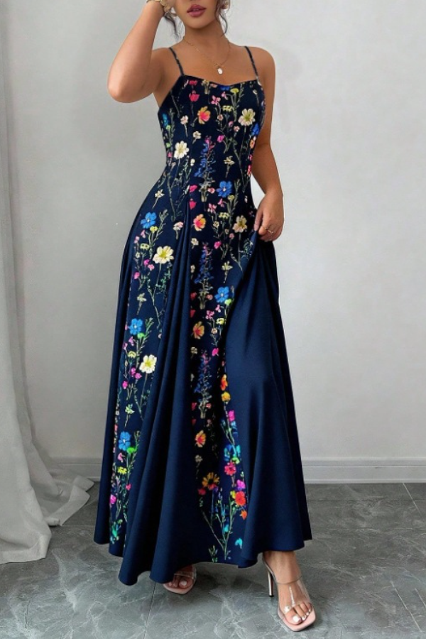 Stylish Print Slim-Fit Sling Dress