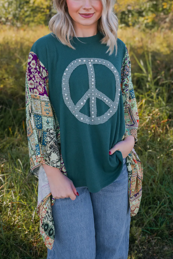 Printed Bat-Sleeve T-Shirt (No Back Pocket)