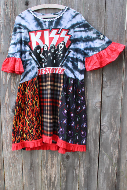 KISS Print Patchwork Short-Sleeve Dress