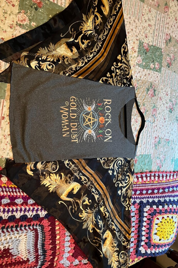 Band Tee Boho Hippie Style Print Mix & Match Tee（No Patch）