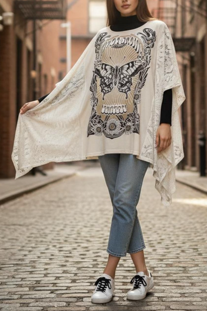 T-shirt With Flowers And Butterflies In Hippie Gypsy Style