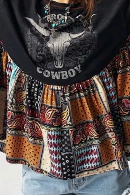 Bohemian Patchwork Poncho Top