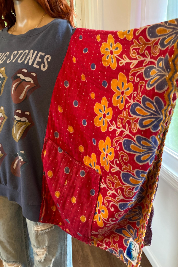 Rolling Stones Printed Dolman Sleeve T-Shirt Top