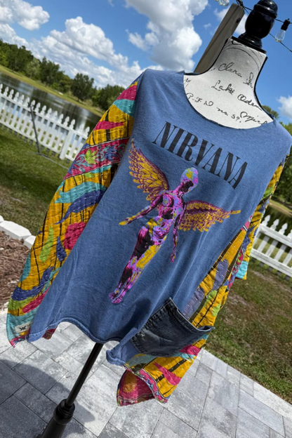 Nirvana-Print Dolman-Sleeve Tee