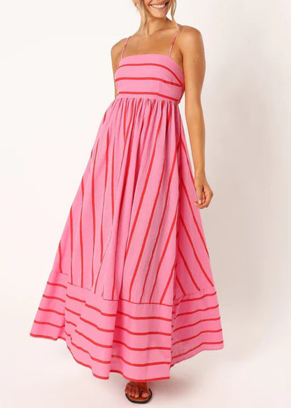 Robe longue à bretelles rayée