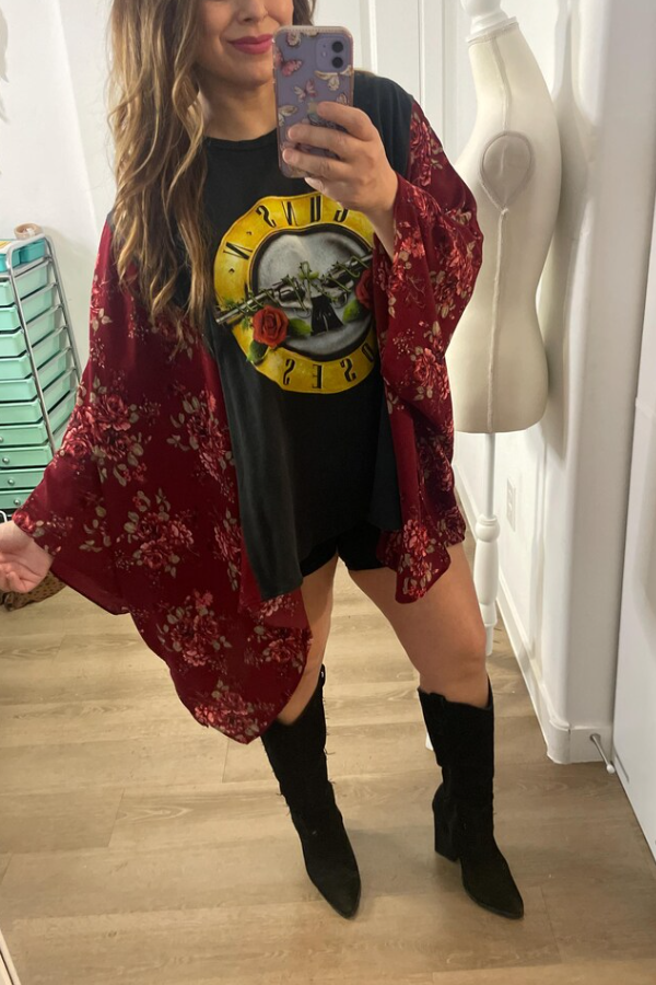 Guns N' Roses Print Dolman Sleeve Tee