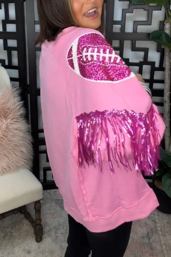Rugby Sequin-print Tassel Hoodie