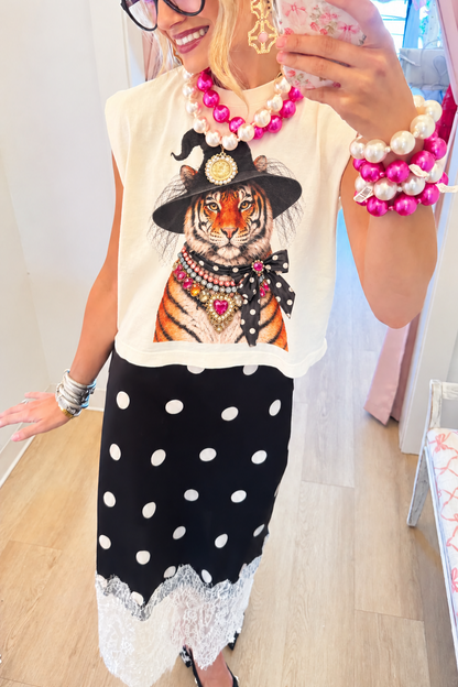 Tiger Witch Jeweled Collar Muscle Tee