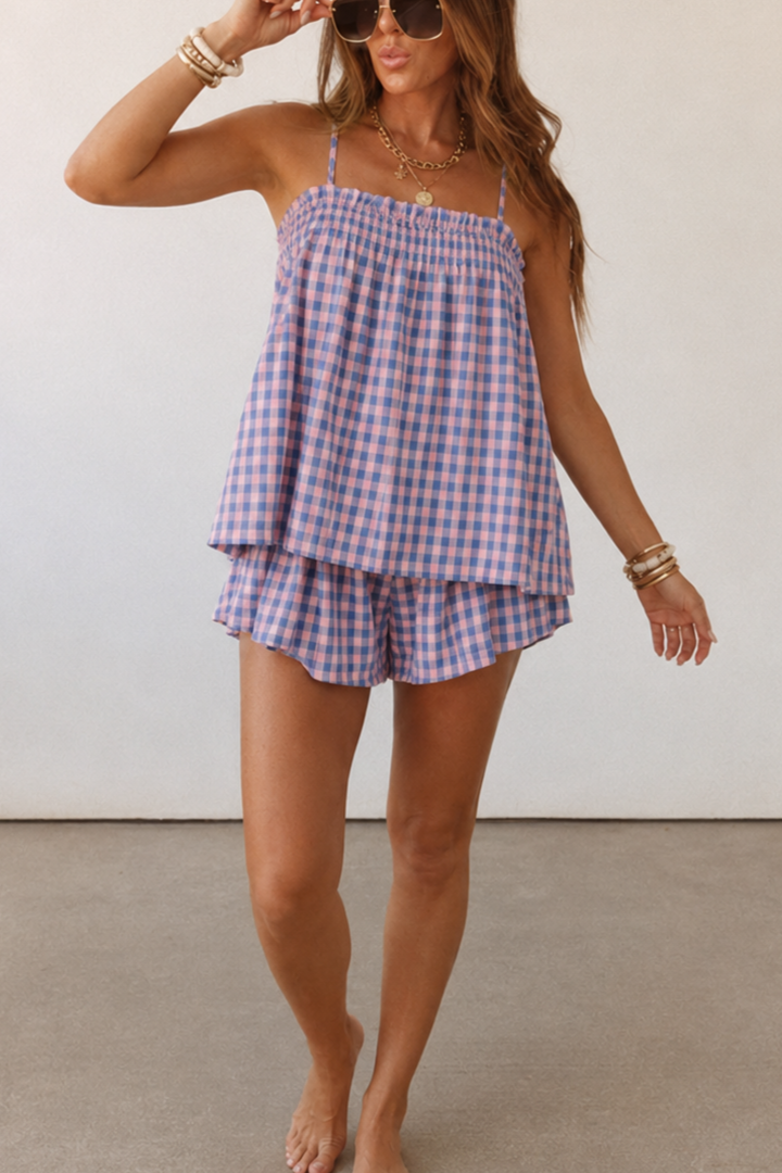 Stevie Set - Periwinkle Check