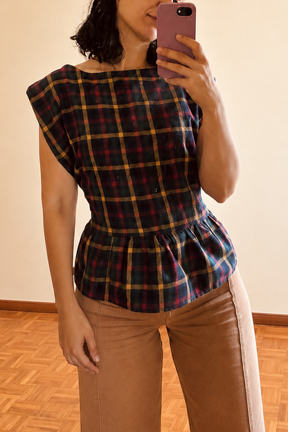 Plaid Lace-Up Top