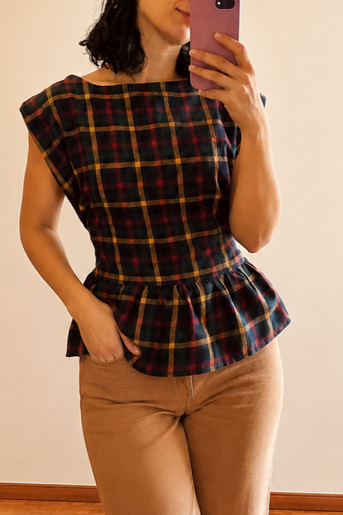 Plaid Lace-Up Top
