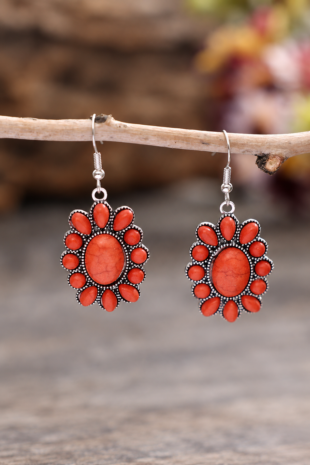 Vintage-style Bohemian Floral Alloy Hook Earrings