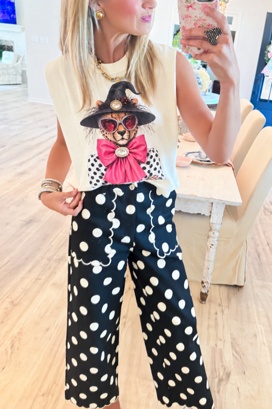Cheetah Witch Bow Accent Muscle Tee