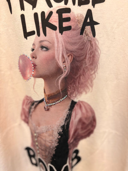Pink-haired Girl Printed Batwing-sleeve T-shirt