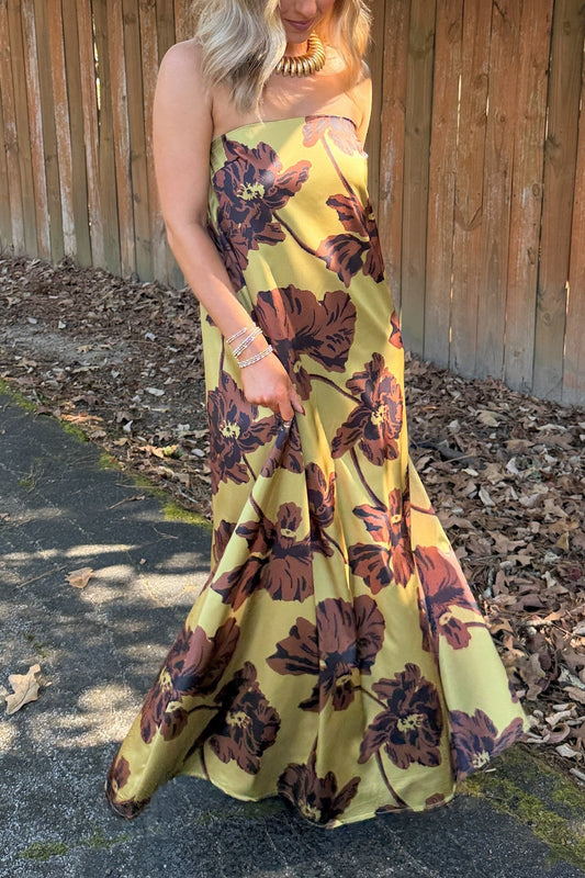 Elliot Strapless Maxi Dress- Olive