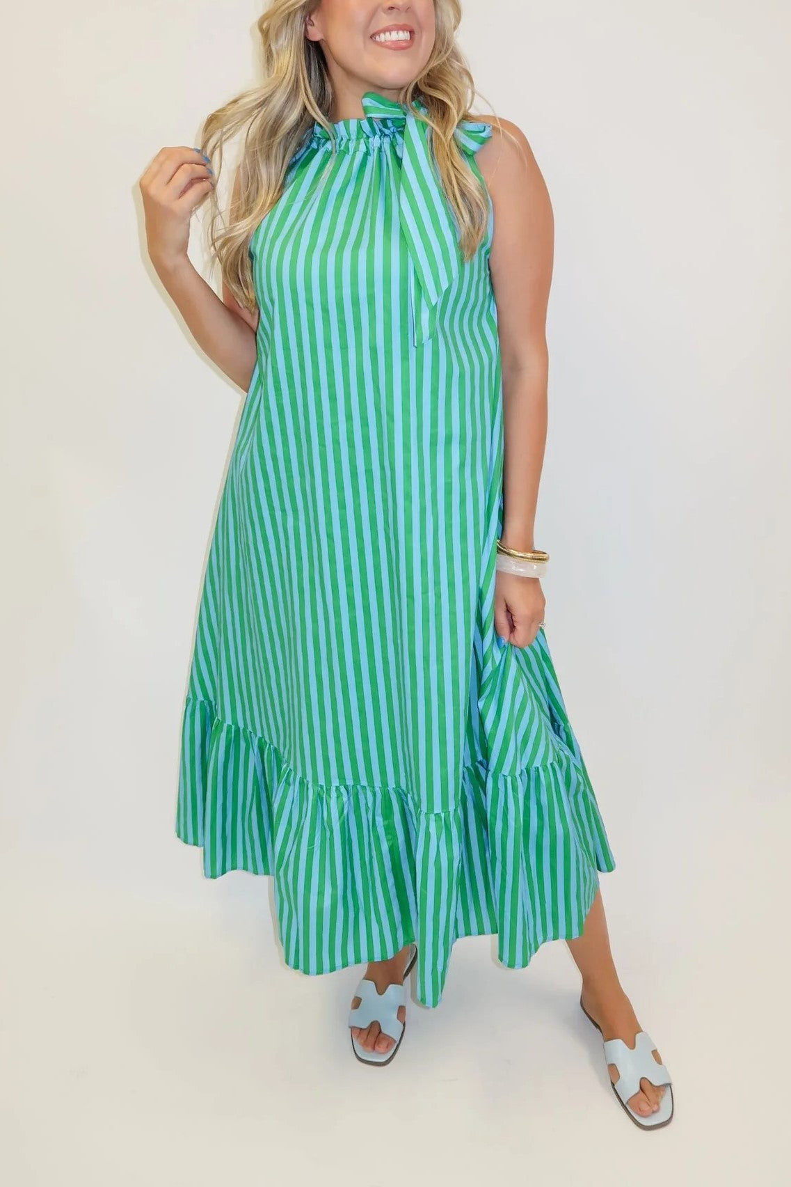 Along The Way Stripe Midi Dress