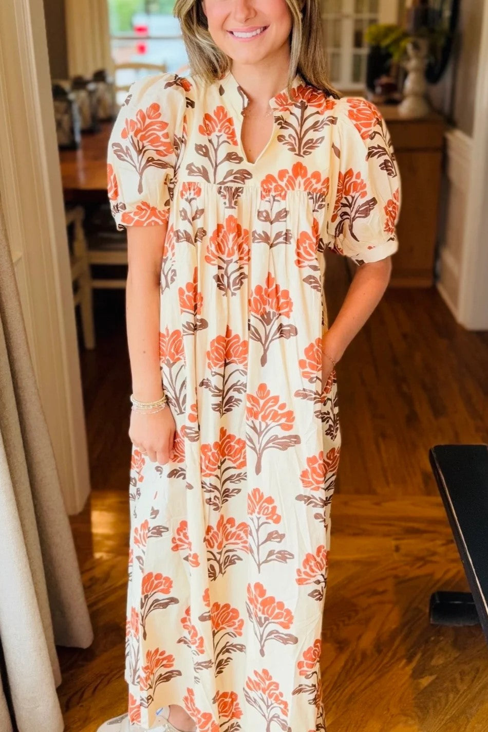 The Fall Time Floral Midi Dress