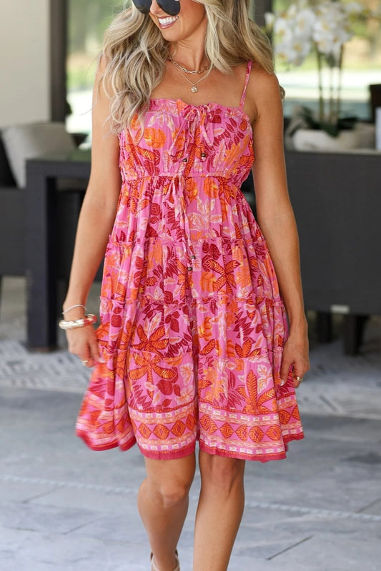 Flamingo Sunset Tiered Dress