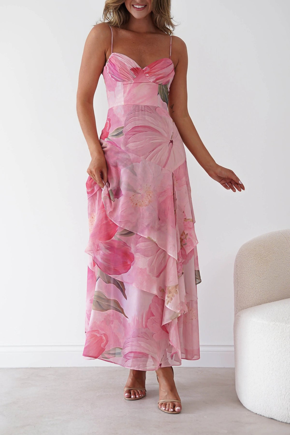Maroma Floral Layered Maxi Dress | Pink