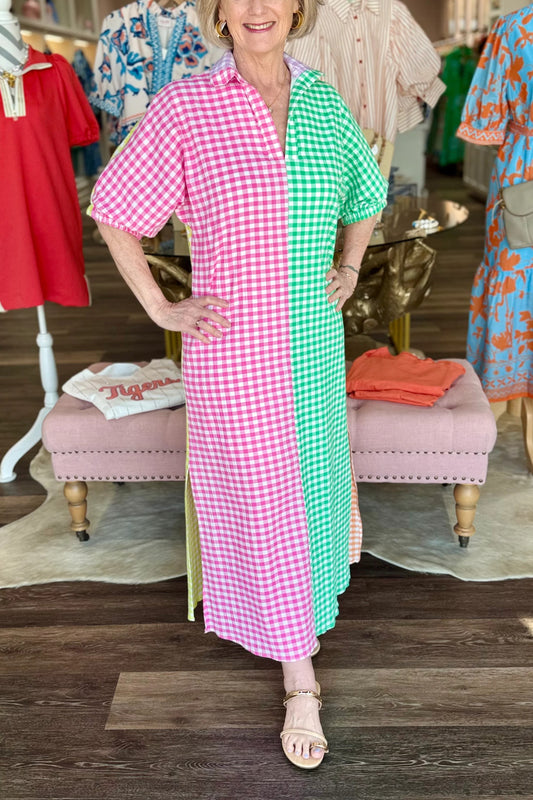 Blakely Multi Seer Gingham Midi Dress