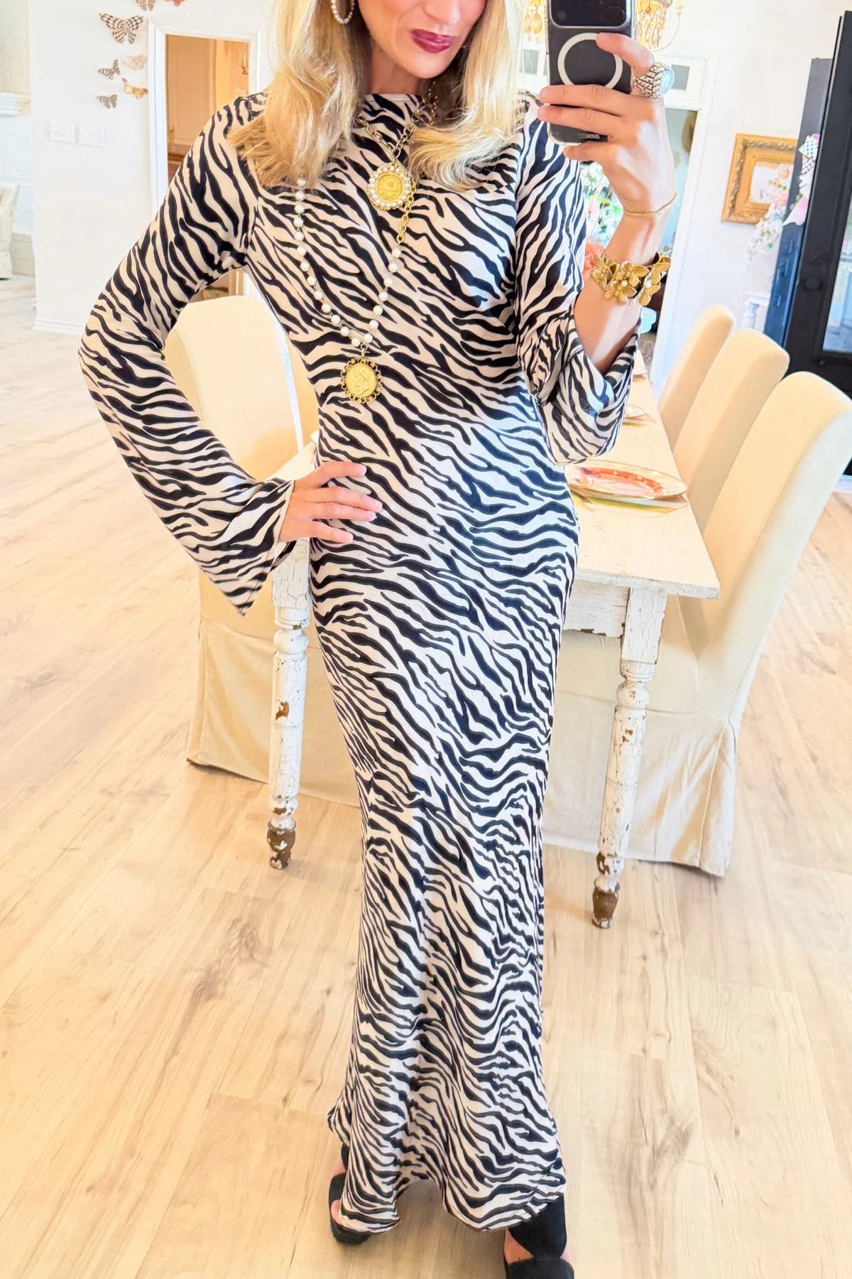 Black Zebra Maxi Dress