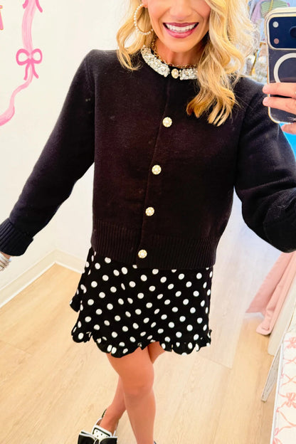Black Stone Knit Cardigan