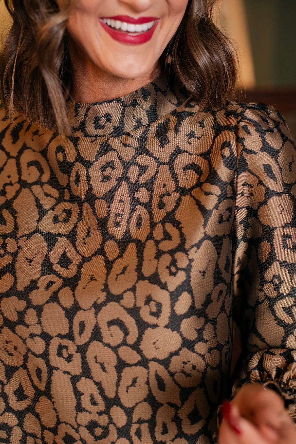 Hope Brocade Dress In Gold Spotted Animal