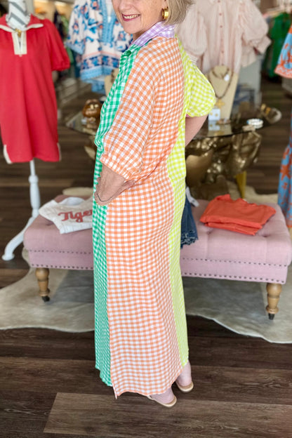 Blakely Multi Seer Gingham Midi Dress