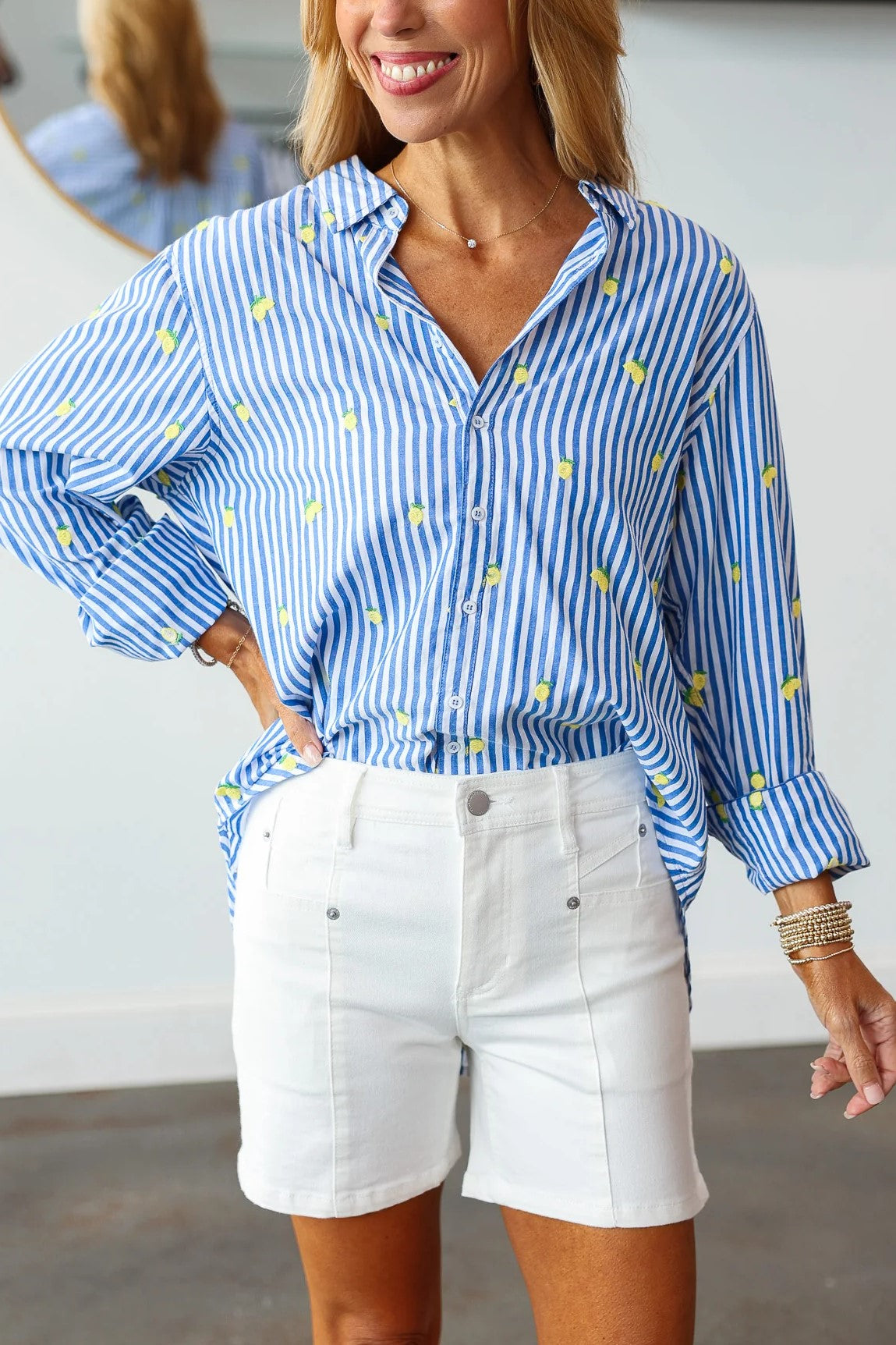 Dear John Embroidered Lolita Button Down - Lemon