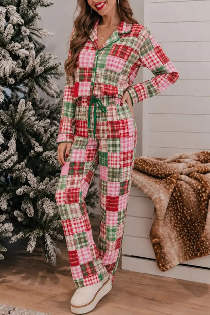 Women's 2-Piece Christmas Plaid Pajama Set