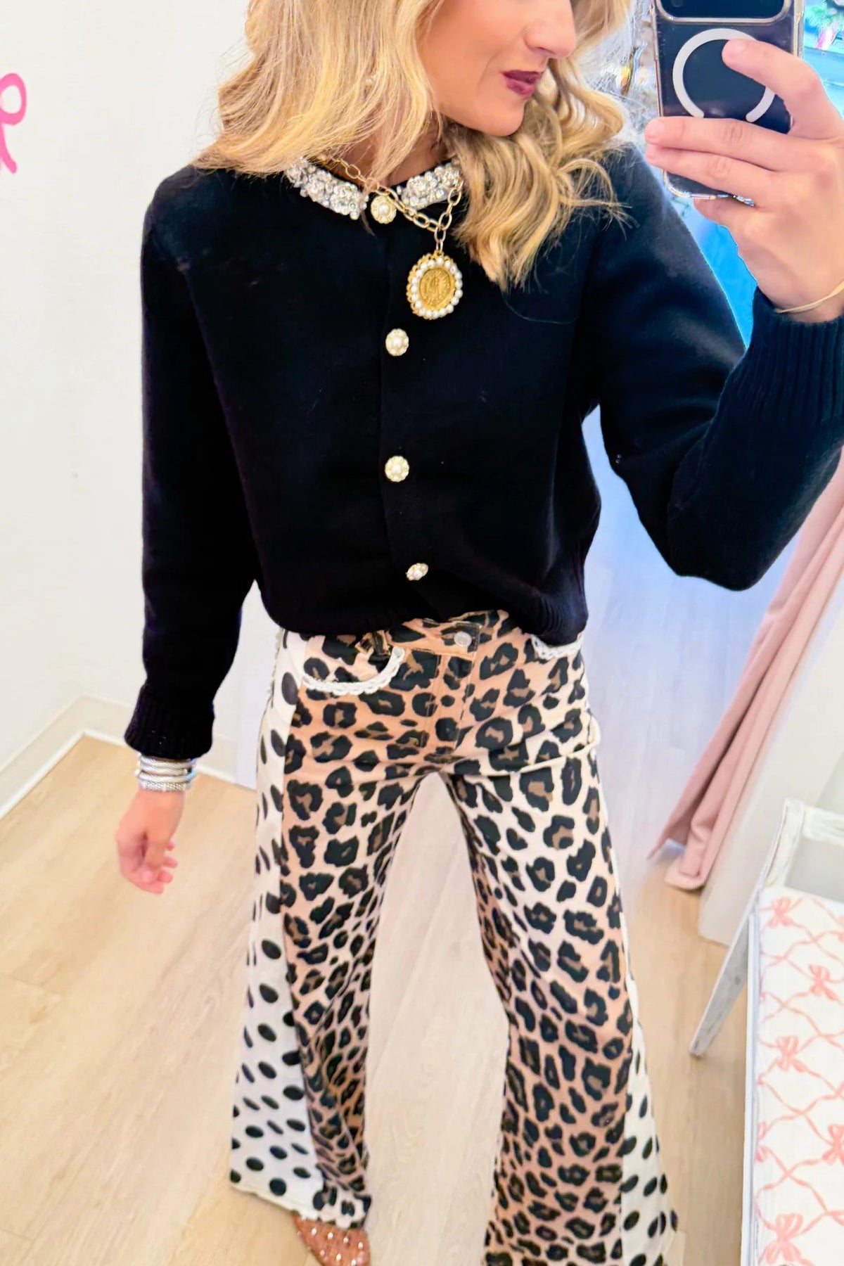 Black Stone Knit Cardigan