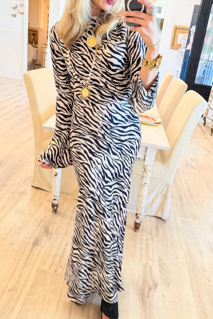 Black Zebra Maxi Dress