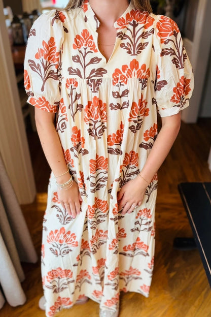 The Fall Time Floral Midi Dress