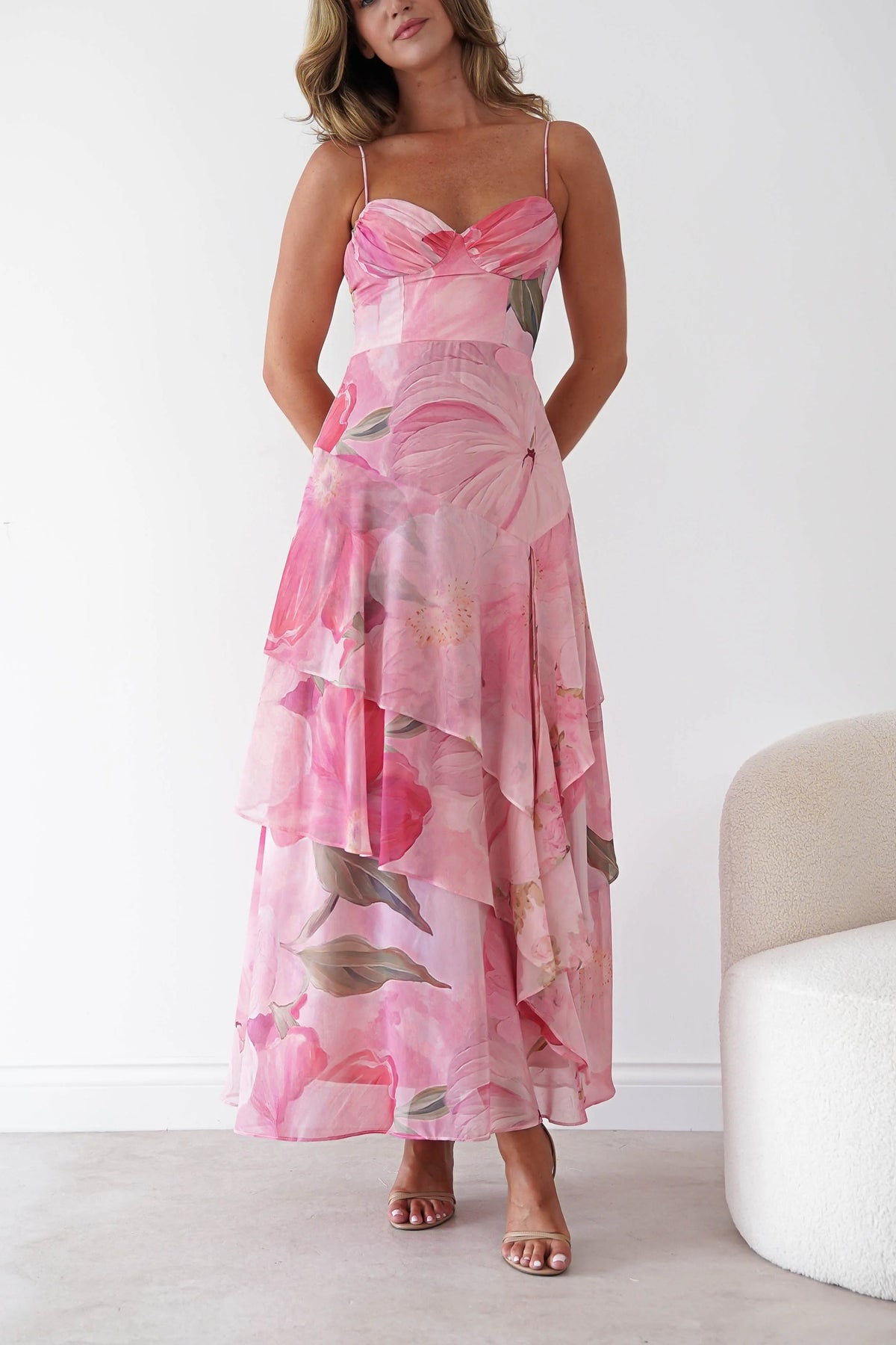 Maroma Floral Layered Maxi Dress | Pink