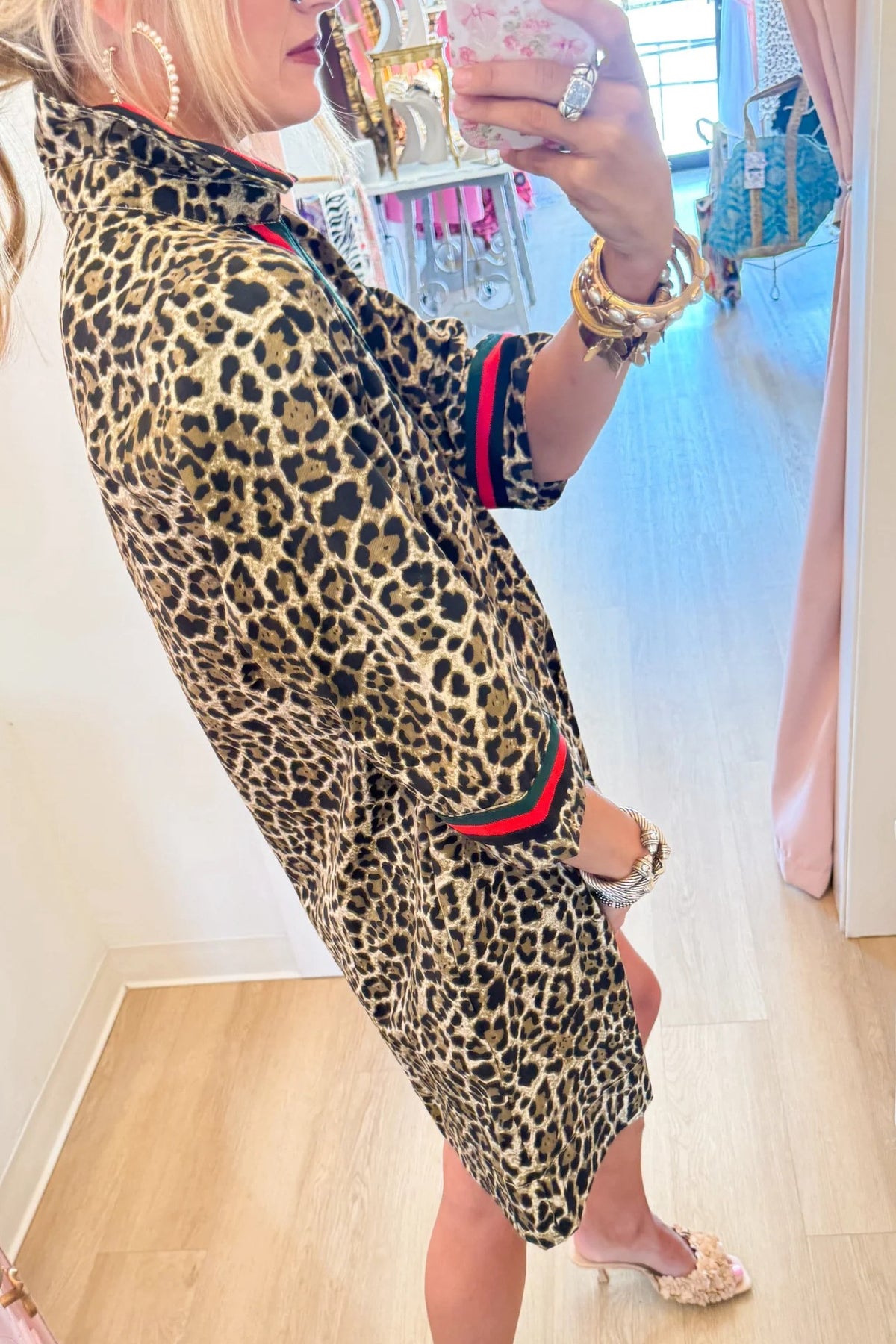 Leopard Contrast Stripe Dress