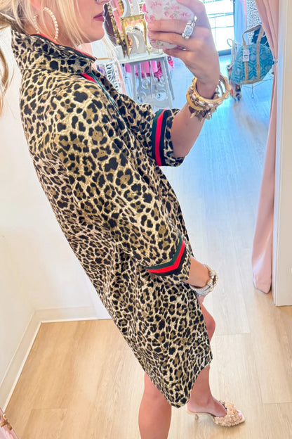 Leopard Contrast Stripe Dress