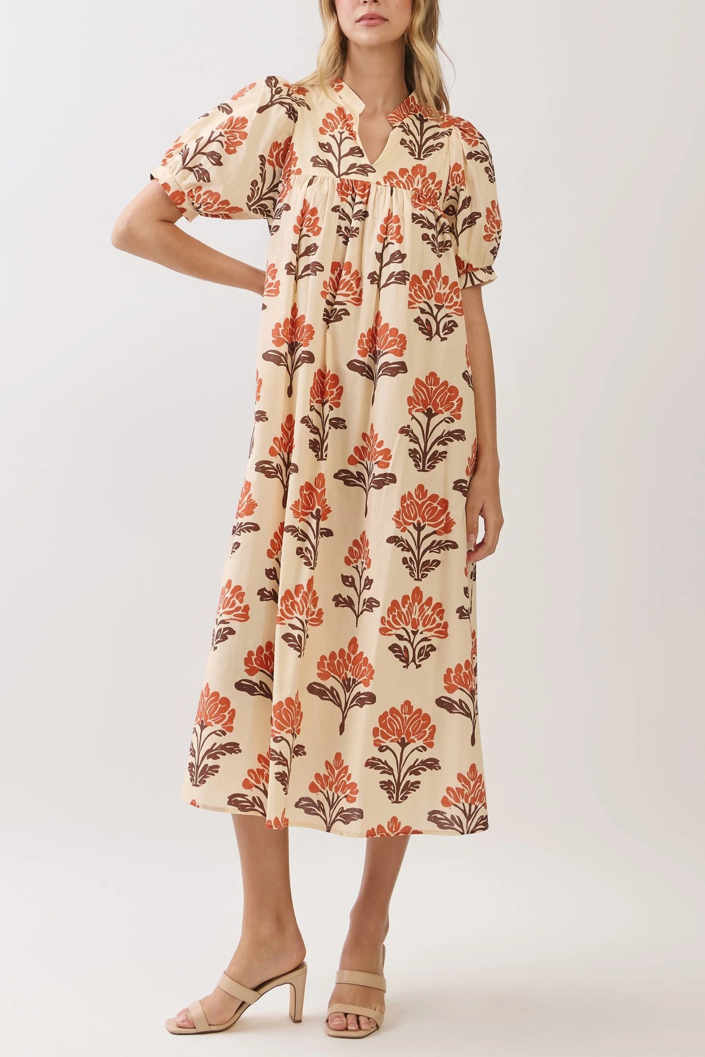The Fall Time Floral Midi Dress