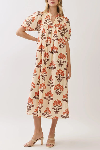 The Fall Time Floral Midi Dress