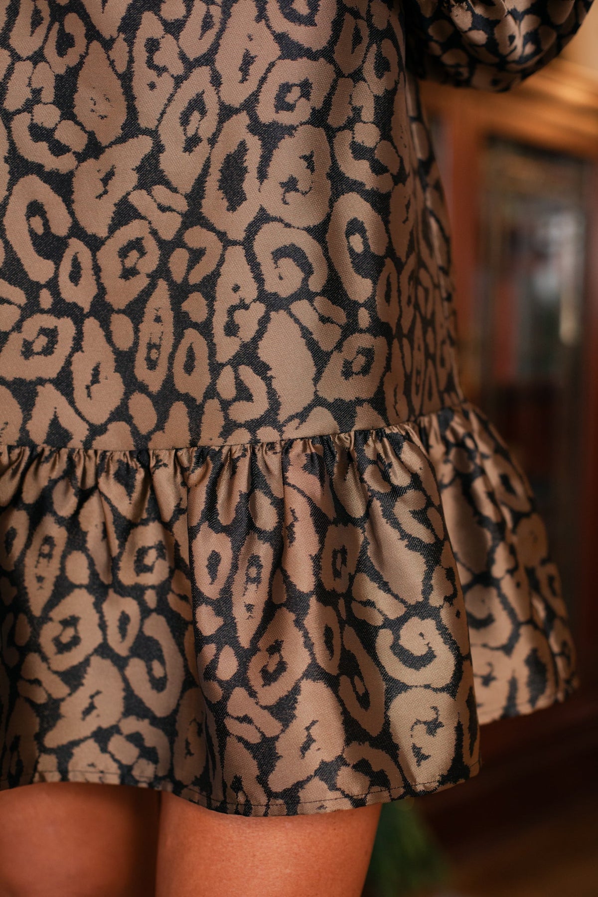 Hope Brocade Dress In Gold Spotted Animal