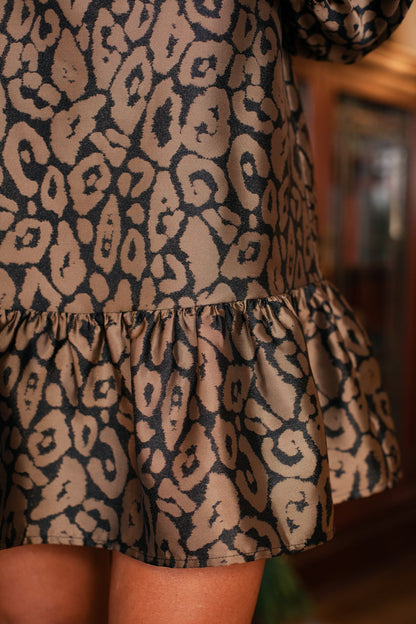 Hope Brocade Dress In Gold Spotted Animal