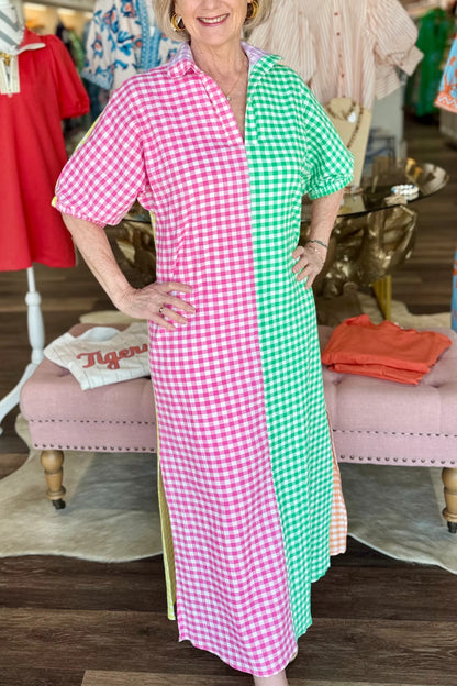 Blakely Multi Seer Gingham Midi Dress