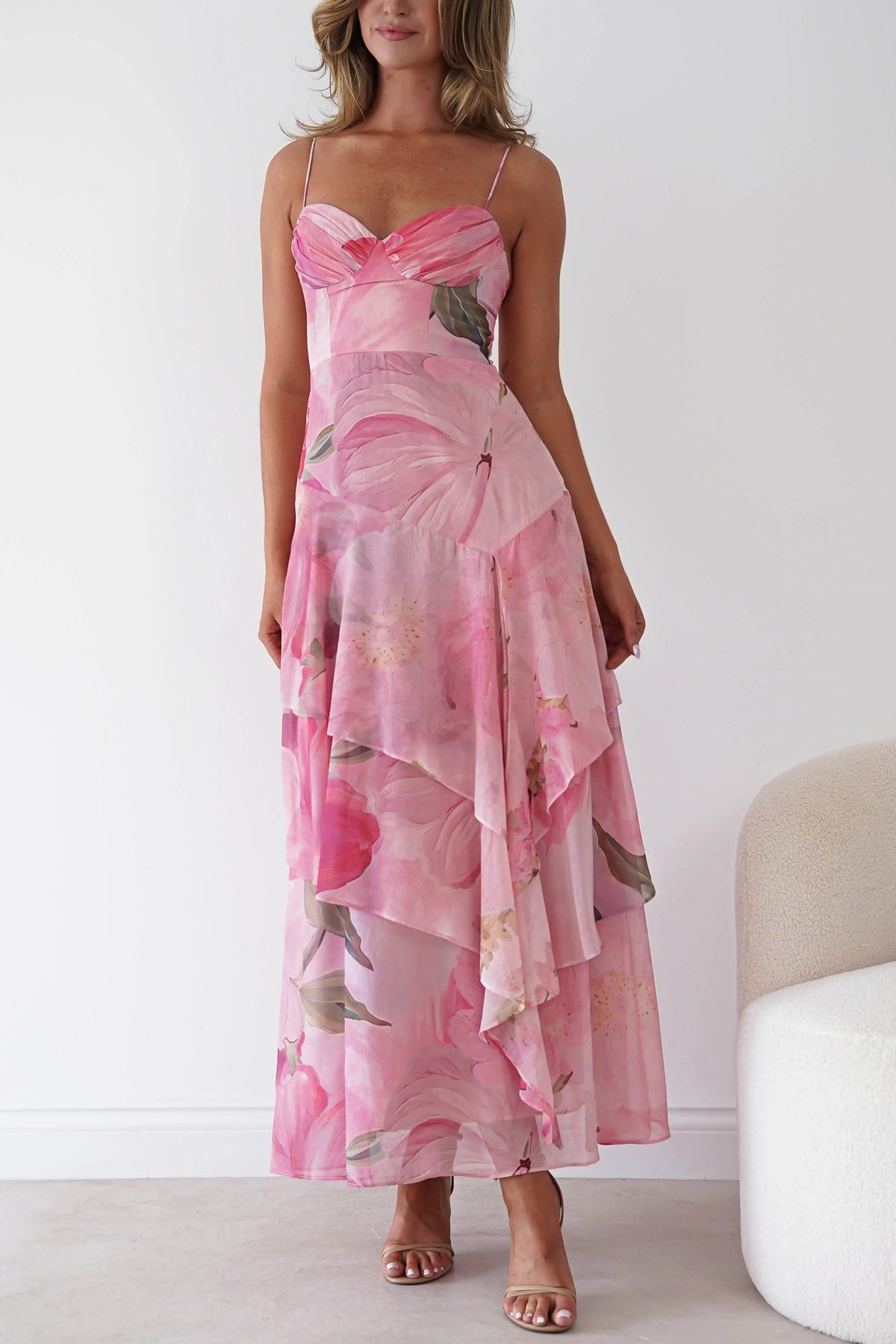 Maroma Floral Layered Maxi Dress | Pink